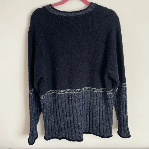 Vintage 90s wool blend V neck  grandpa sweater M - Picture 2 of 8